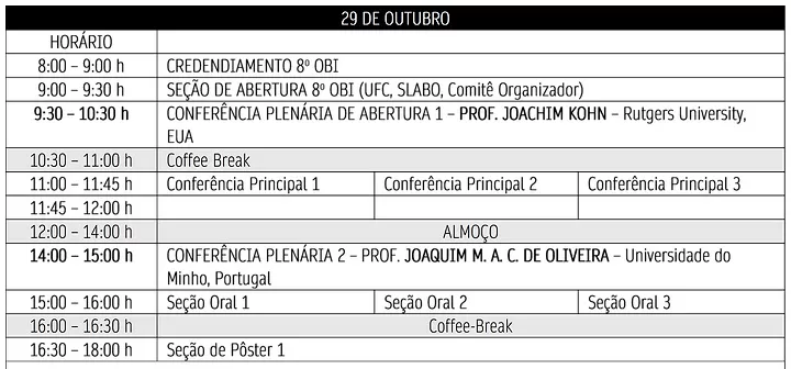 PROGRAMAÇÃO DO EVENTO